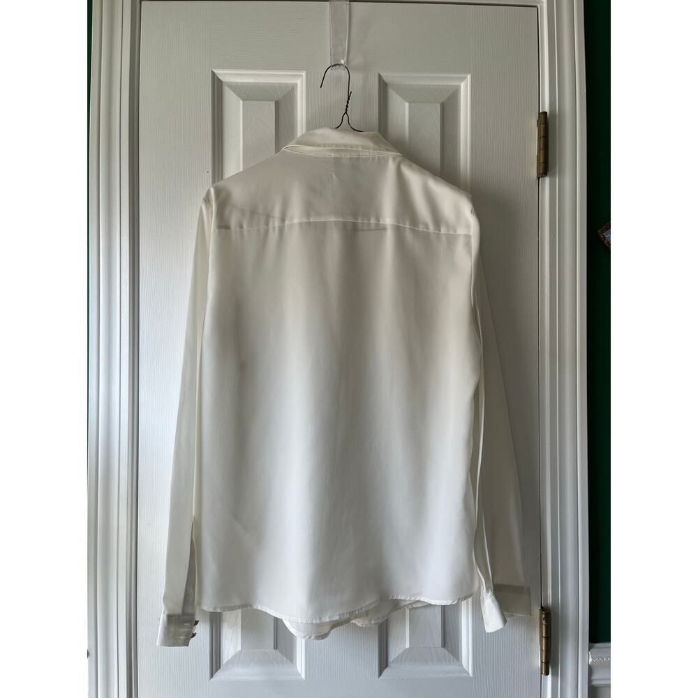 Mango Suit White Layered Long Sleeve Button Up Blouse Large - Picture 5 of 5